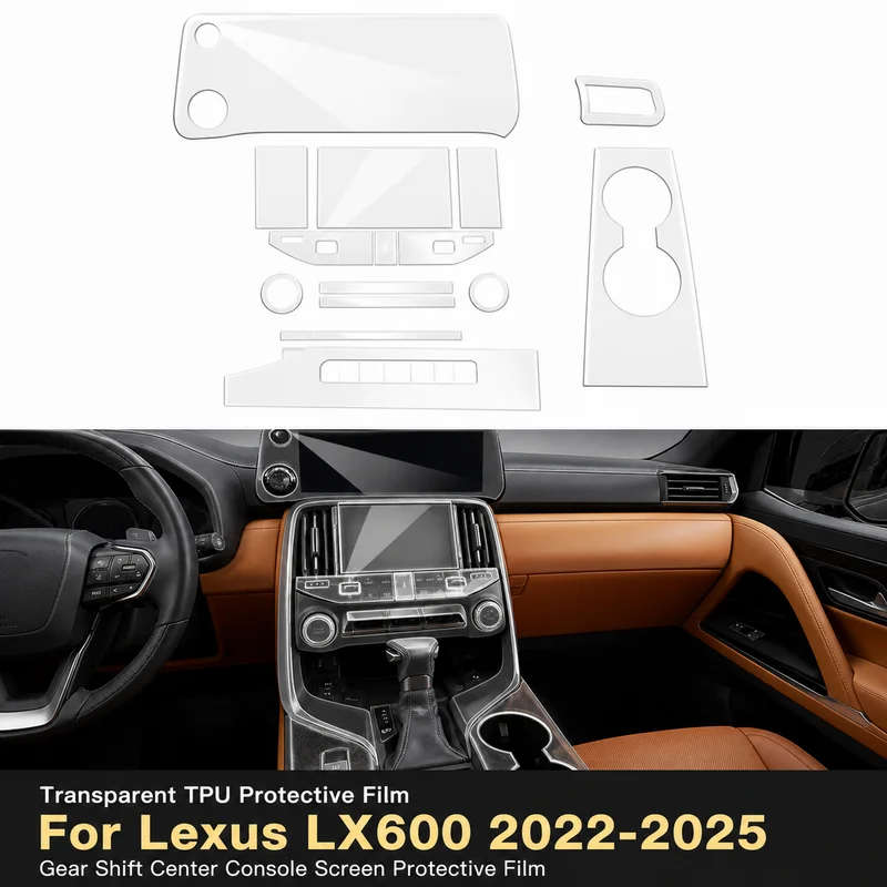 Compatible For Lexus LX600 2022-2025 Car Interior Gear Shift Center Console Screen Transparent TPU Protective Film