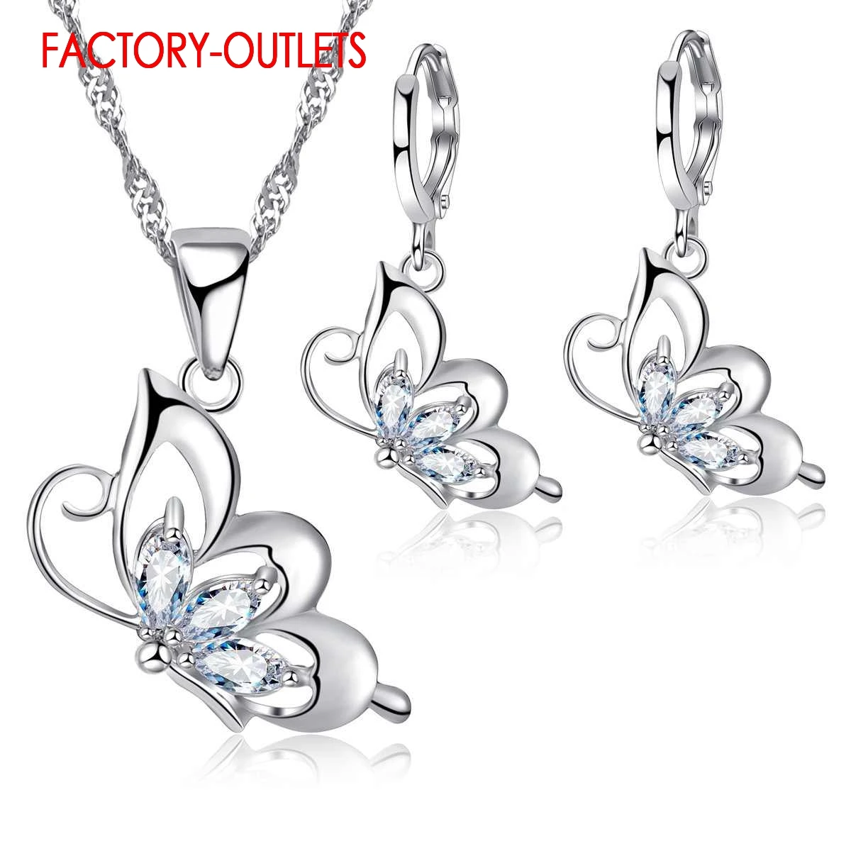 

New Fashion Jewelry For Decoration Cute Animal Design Pendant Necklace Hoop Earrings Set 925 Sterling Silver Women Party Jewelry