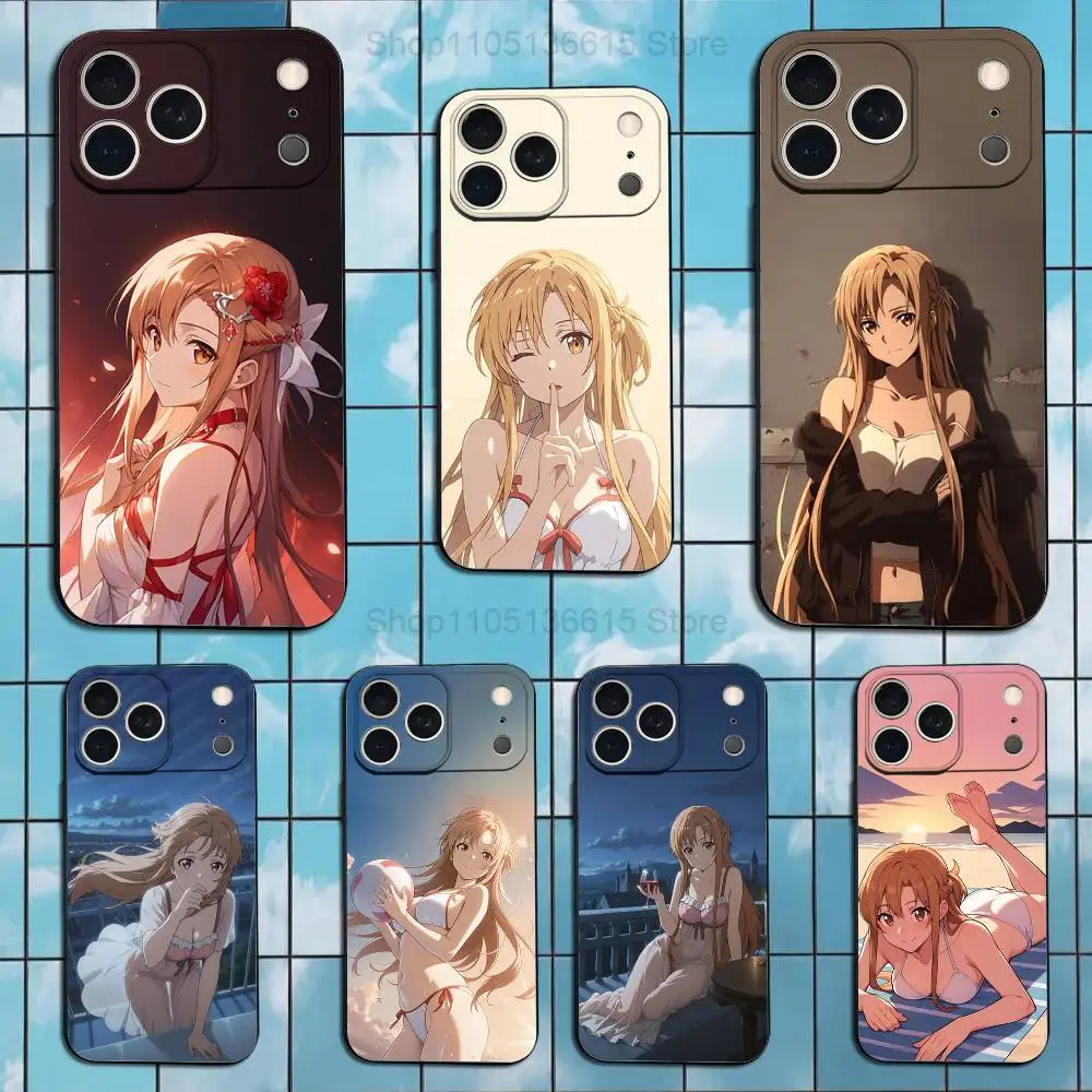 

Anime A-Asuna Y-Yuuki Cute Phone Case For iPhone 17,16,15,14,13,12,11,Plus,Pro Max,XS,X,XR,SE,Mini,8,7,Soft Silicone Black Cover