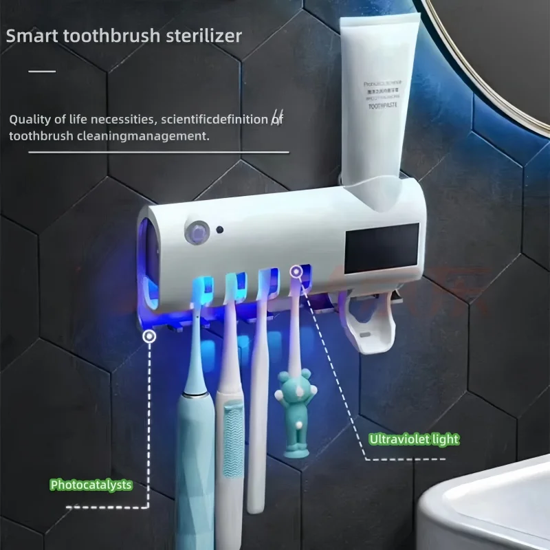 Toothbrush Storage Rack Magnetic Adsorption Inverted Toothbrush Rack Wall-Mounted Automatic Squeeze Toothpaste Storage Rack