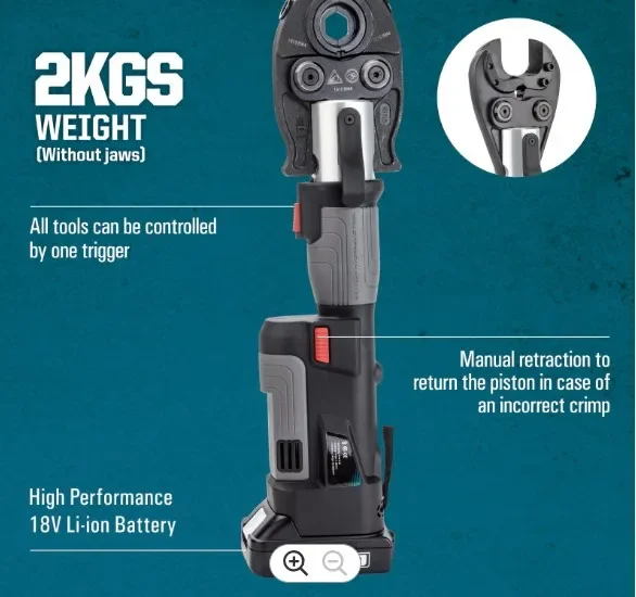 Pz-300c 19kn Mini 2 In 1battery Powered Power Cable Crimper Hydraulic Battery Cutting Tool