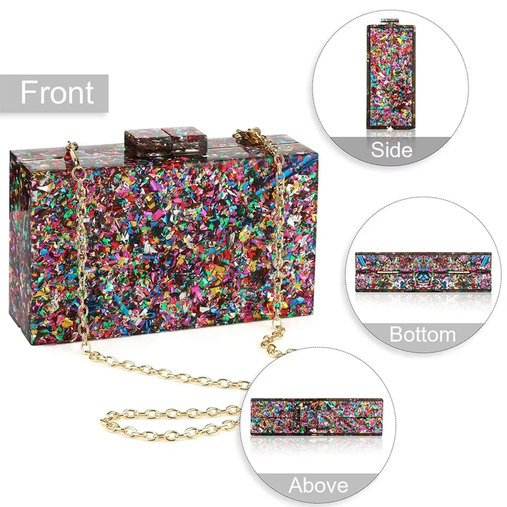 

Women's Handbags Fashion Women Handbags Green Beige Striped Acrylic Luxury Party Evening Bag Woman Casual Cute Box Clutch Purse