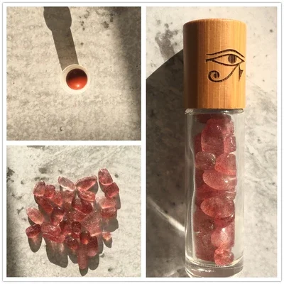 

ThickGlassRoll Onfragrance GLASS BOTTLES Natural Gemstone Roller Ball Essential Oil Vials Empty Refillable Perfume Bottle bamboo