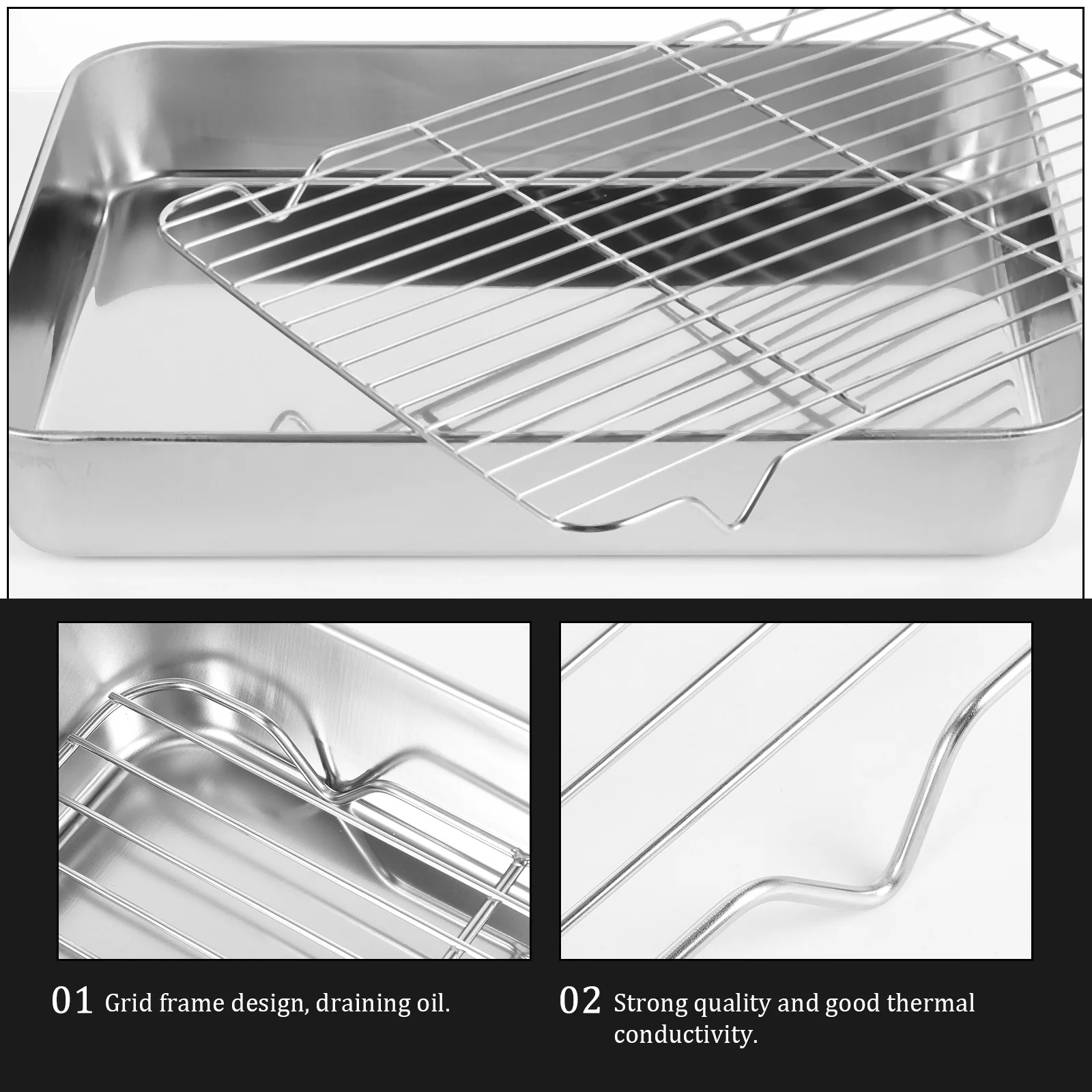 

1 комплект, форма для выпечки из нержавеющей стали в японском стиле, кухонная принадлежность, антипригарная сетка для обжарки, большой объем, противень для барбекю, легко очищаемая духовка для выпечки