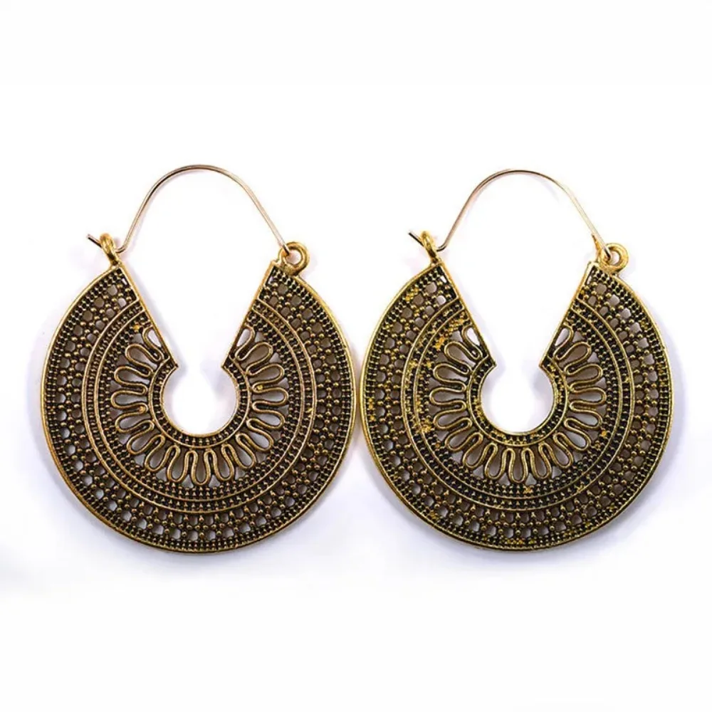 SUMENG 2024 New Vintage Ethnic Hollow Flower Gypsy Dangle Trible Drop Earring for Women Indian Fashion Jewelry Gifts