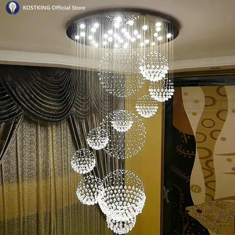 

Modern Luxury Duplex Crystal Chandelier Hotel Lobby Villa Living Room High-end LED Lighting Fixtures Crystal Chandelier