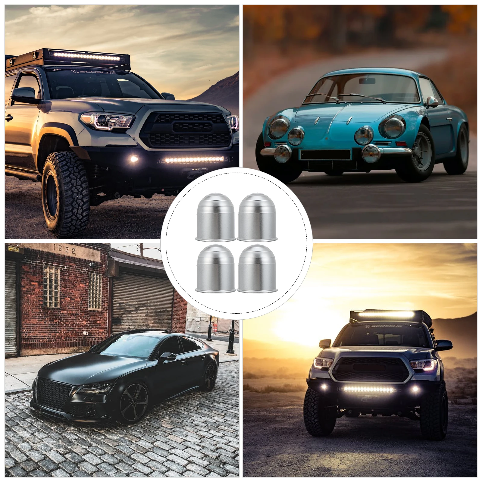 

4pcs Towing Hitch Covers Ball Head Protective Cover Trailer Coupling Parts Safety Mask Locking Ring Universal Car Hitches