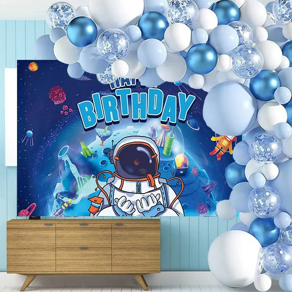 Outer Space Universe Astronaut Backdrop Kids Birthday Party Baby Shower Decor Rocket Galaxy Planet Photography Background Custom