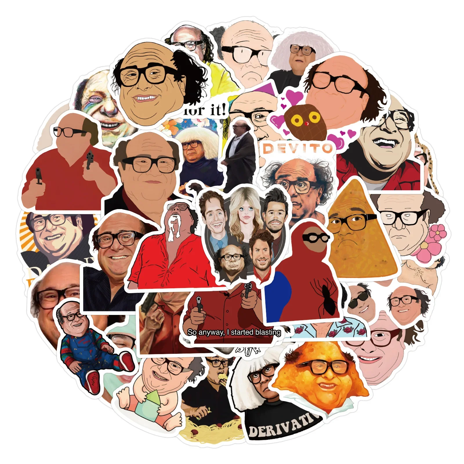 50PCS Danny Devito Cartoon Aufkleber Lustige Meme Graffiti Aufkleber DIY Sammelalbum Laptop Gitarre Auto Fahrrad Skateboard Aufkleber Spielzeug Geschenk