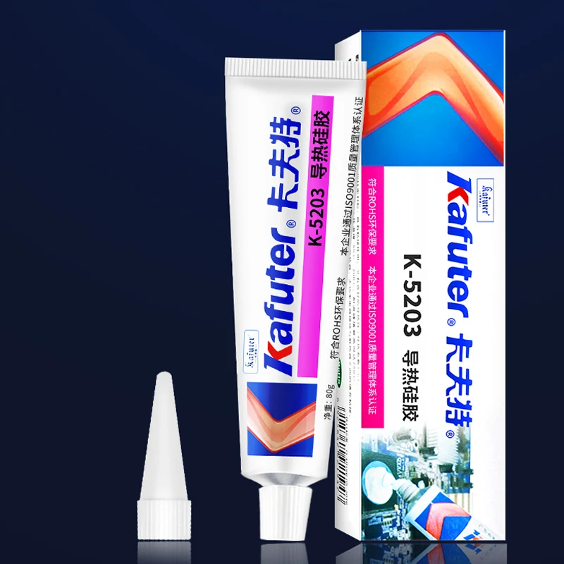 Kafuter 80G K-5203 Led Thermische Geleidende Siliconen Cpu Bonding Lijm Thermische Silica Coëfficiënt 1.2 Wit