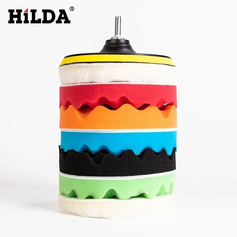 

HILDA 6inch CarPolishing Disc 8Pcs/Set Self-Adhesive Buffing Waxing Sponge Wool Wheel Polishing Pad For Car Polisher Drill