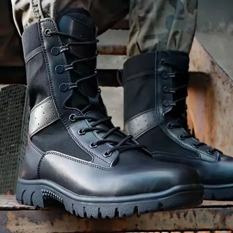 Botas militares tácticas para hombre, zapatos de seguridad para el trabajo resistentes al desgaste, senderismo al aire libre, combate en el desierto, primavera 2023