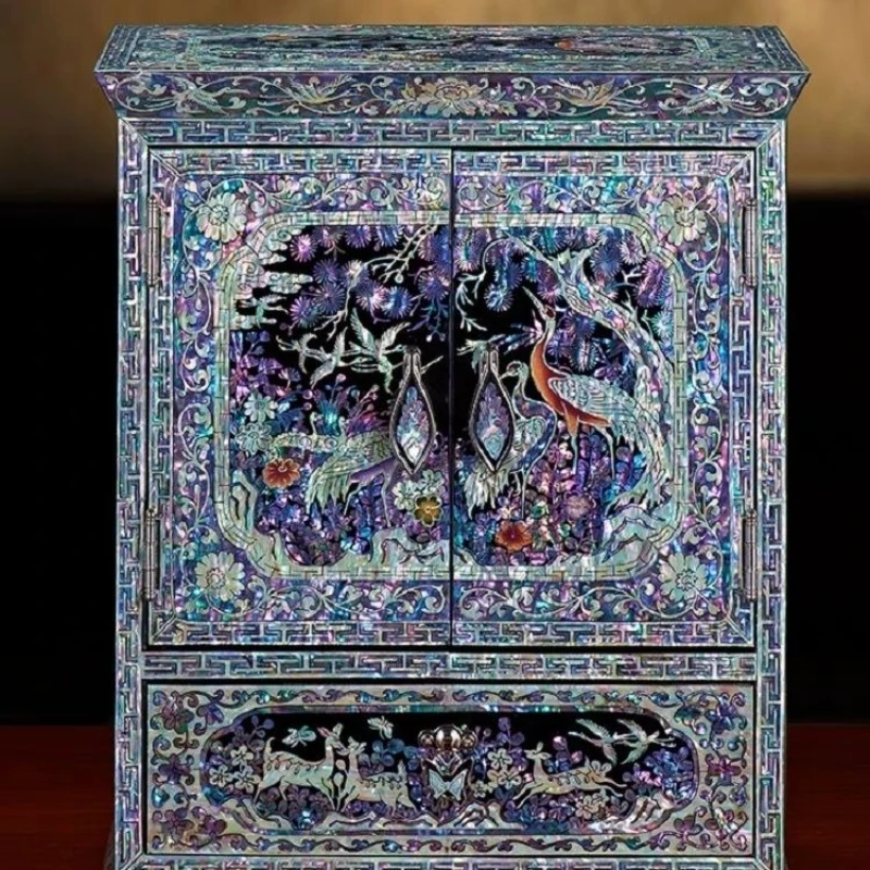 

Lacquer jewelry box Chinese high-end wooden wedding gift jewelry cabinet