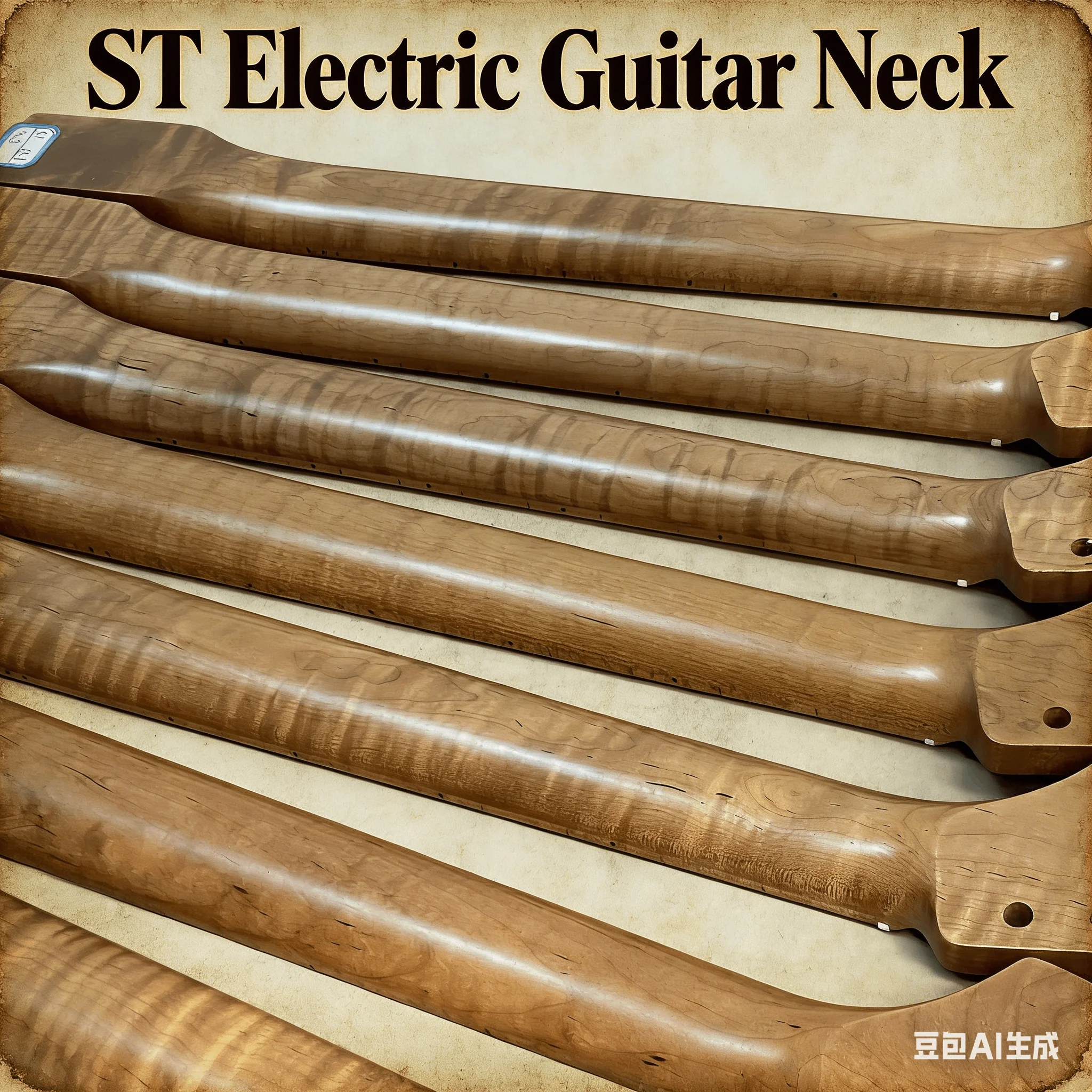 ST Electric Guitar Neck - Flame Pattern Grilled Maple Fingerboard, 22 Frets, High-Quality Replacement for Guitar DIY & Repair