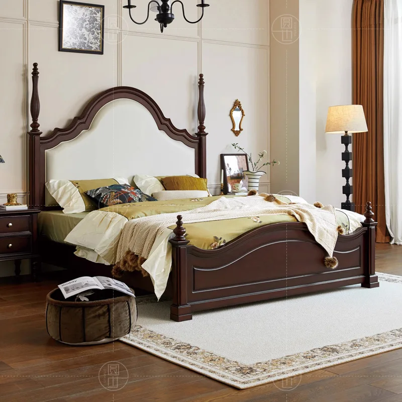 

Customizable North American Ash Master Bedroom Italian Minimalist Leather Soft Bag Double Bed