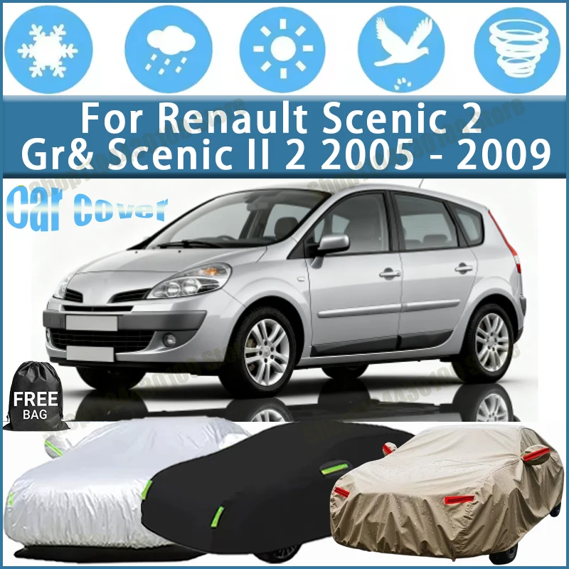 

For Renault Scenic 2 Gr& Scenic II 2 2005-2009 Car Cover Outdoor Waterproof Snowproof Sunshade, Winter & Summer Auto Protection