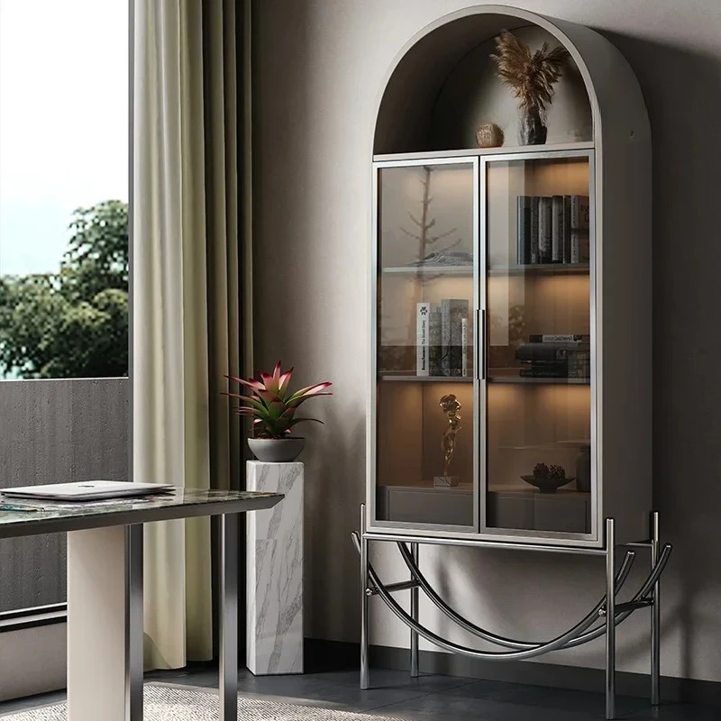 Italian minimalist bookcase study multi-layer bookshelf light luxury shelf home modern storage locker