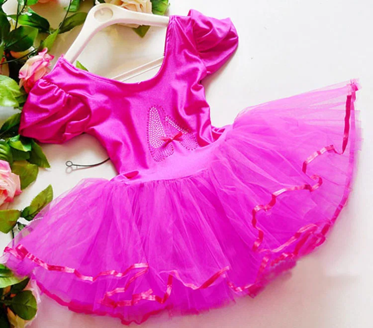 White Girl Ballet body Dance Kids Girls Ruffled Cap Sleeves paillettes ballerine Tutu Dance ginnastica Dance Dress