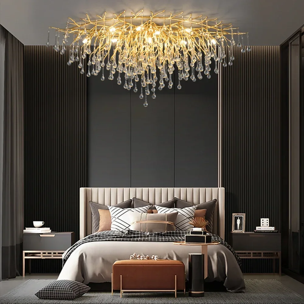 Crystal Ceiling Chandelier Lights For Dining Room Living Room Modern Luxury Long Crystal Chandelier Pendant Lamp Decor