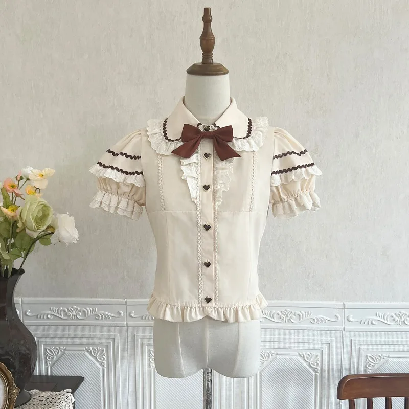 French Sweet Chocolate Lolita Jsk Sling Dress Women Sweet Lace Ruffles Victorian Gothic Bow Princess Dress