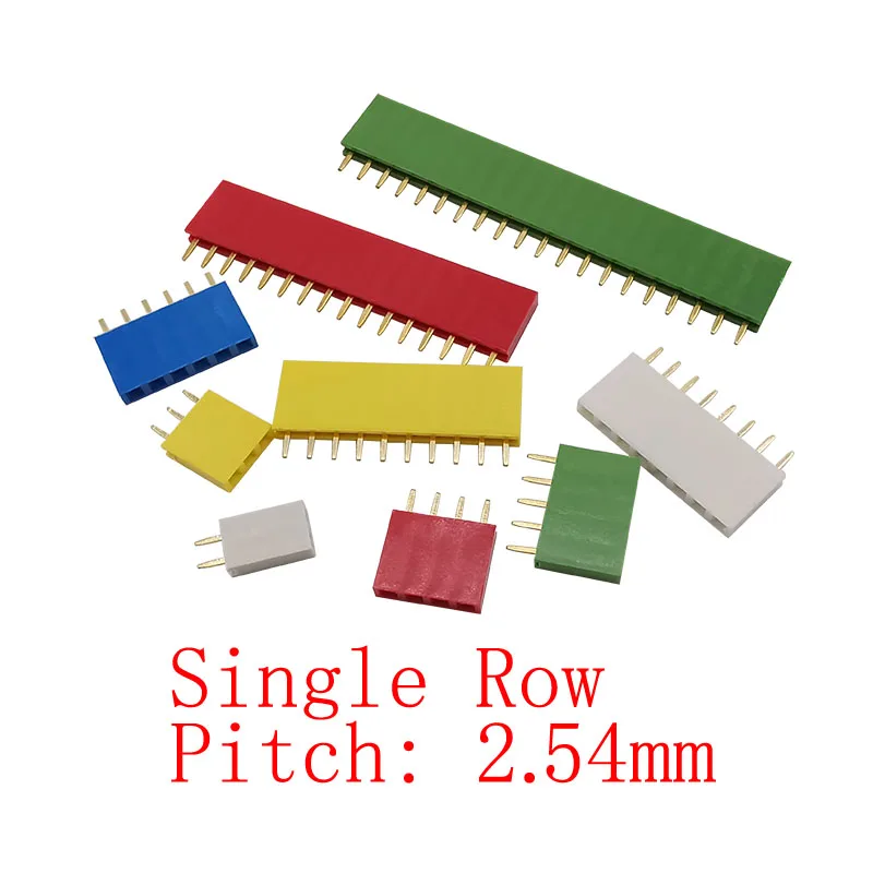 

100Pcs Single Row 2.54mm Pitch 2/3/4/5/6/8/10/16/20/40 Pin Female Socket Pin Header PCB Board Strip Connector for Arduino DIY