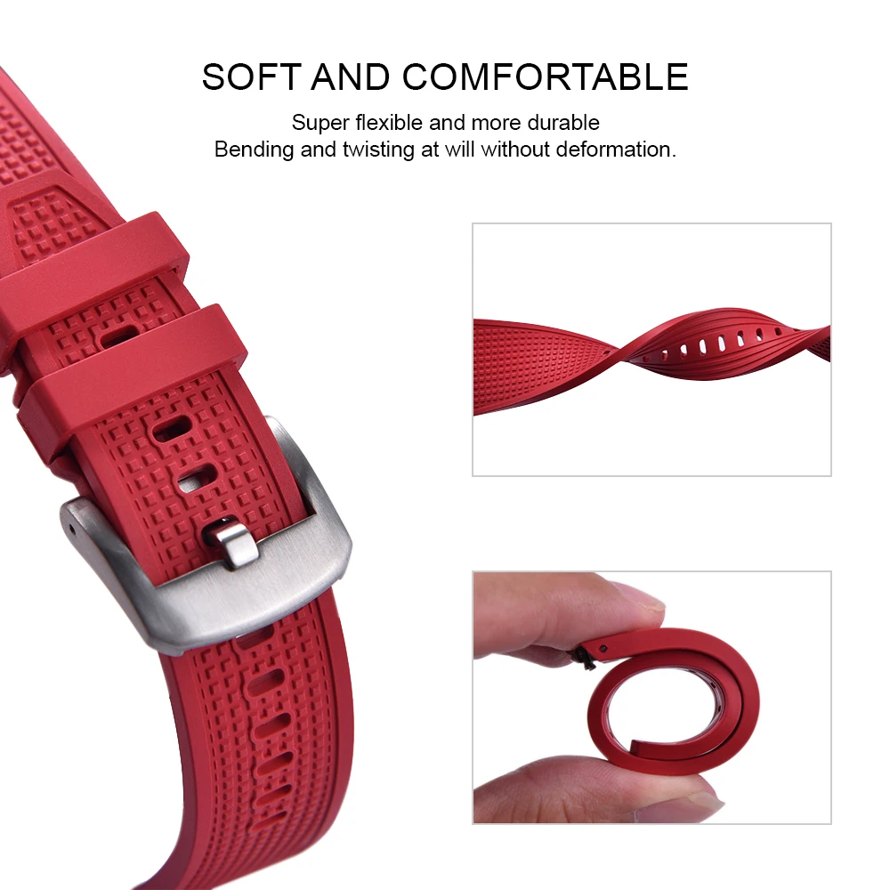 26X12mm Waterproof FKM Rubber Quick Release Replacement Watch Strap