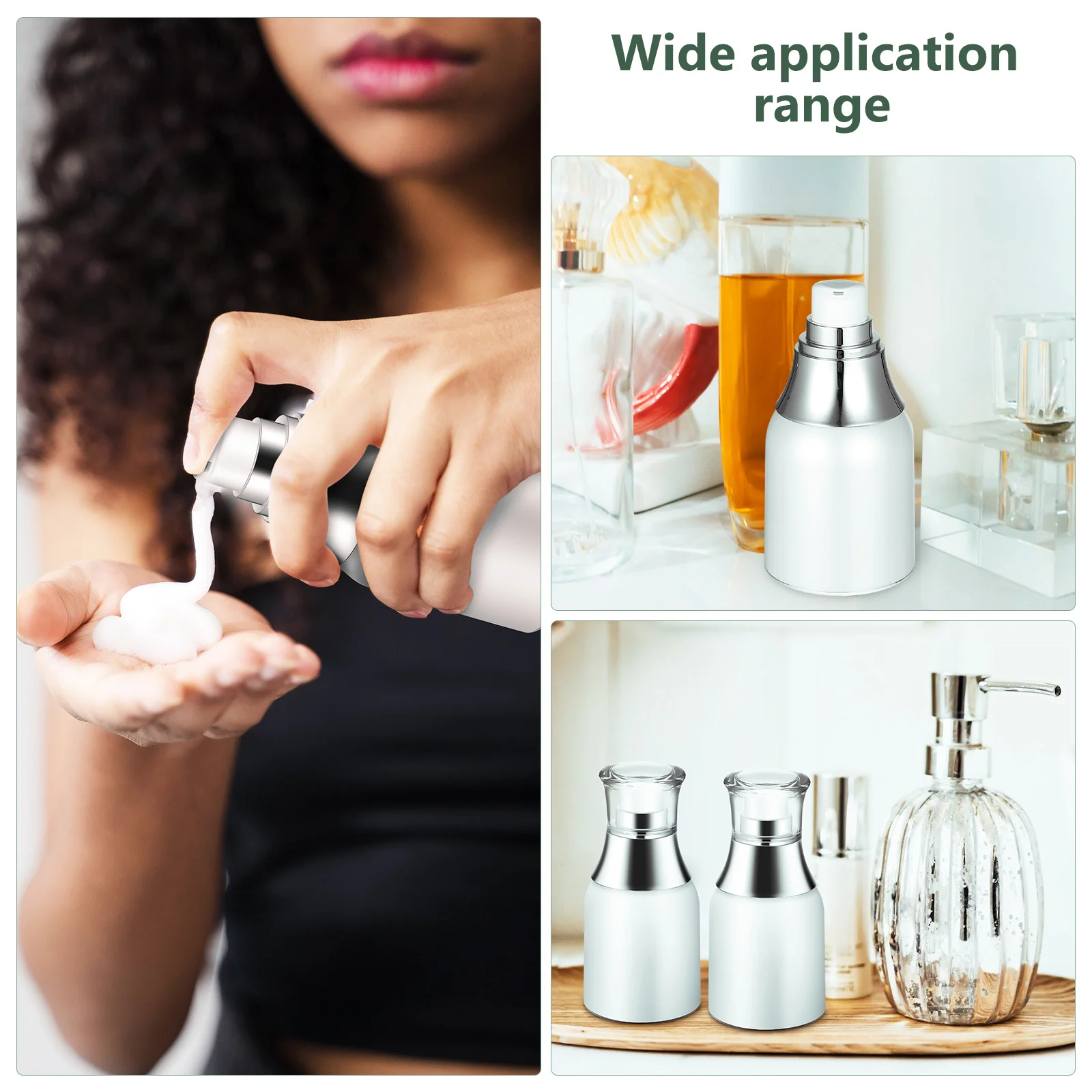 3Pcs Airless Pump Vacuum Bottles Acrylic Dispenser Container for Lotion Foundation Cream Travel Refillable Empty