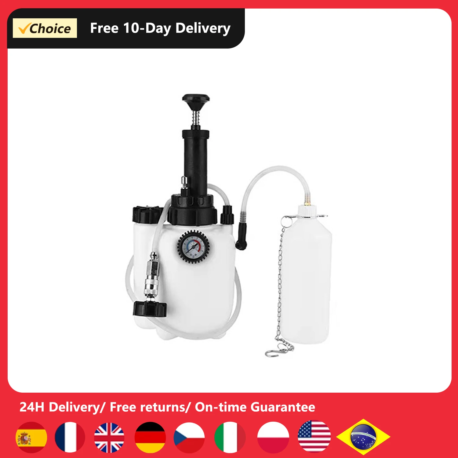 3L Car Brake Oil Manual Replacement Tool Double-scale Dial Vacuum Pressure Pump Oil Filling System Automatic Fluid Transmission