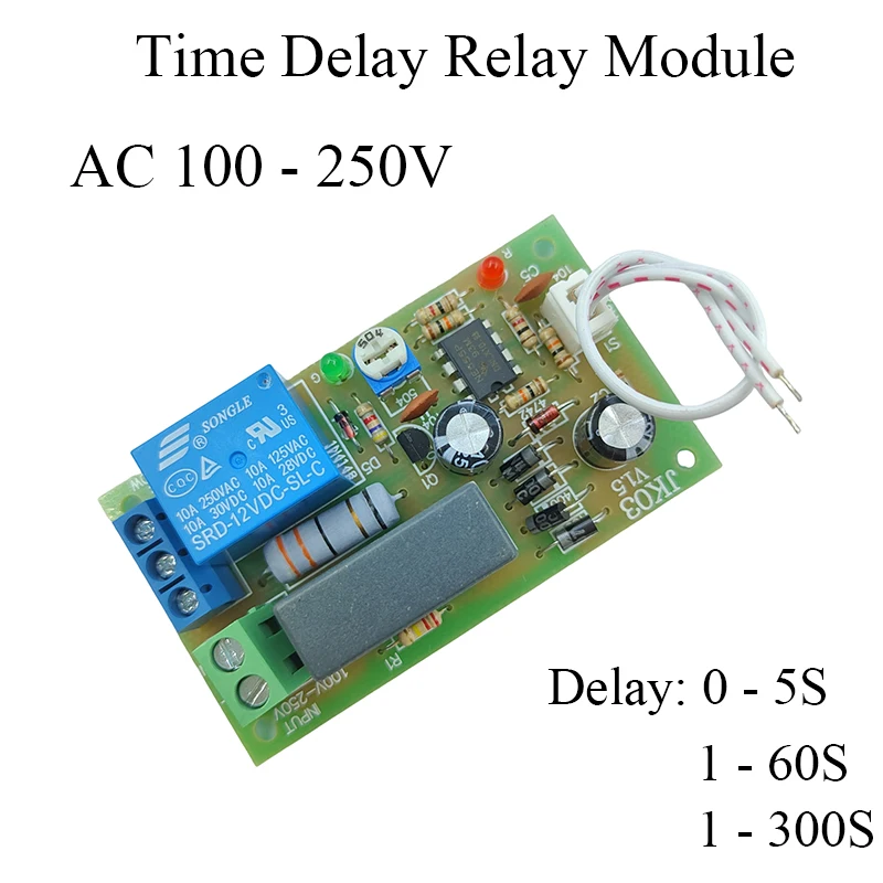AC 110V 220V 240V Time Delay Relay Module Triggle Delay Control Switch Adjustatle 5S 60S 300S Delay Timer Close Switch