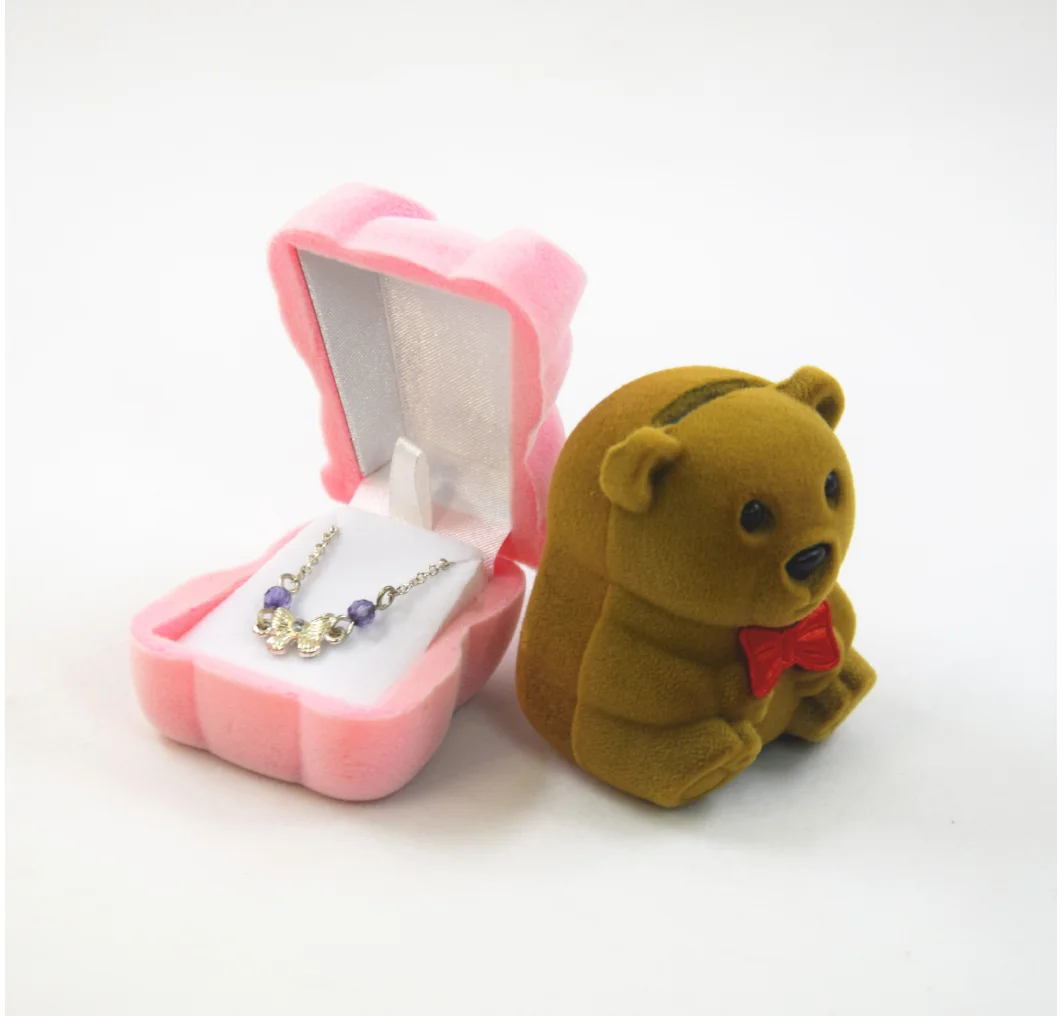 10pcs/lot creative style ring stud earring necklace jewelry storage box mini bear shape jewelry box