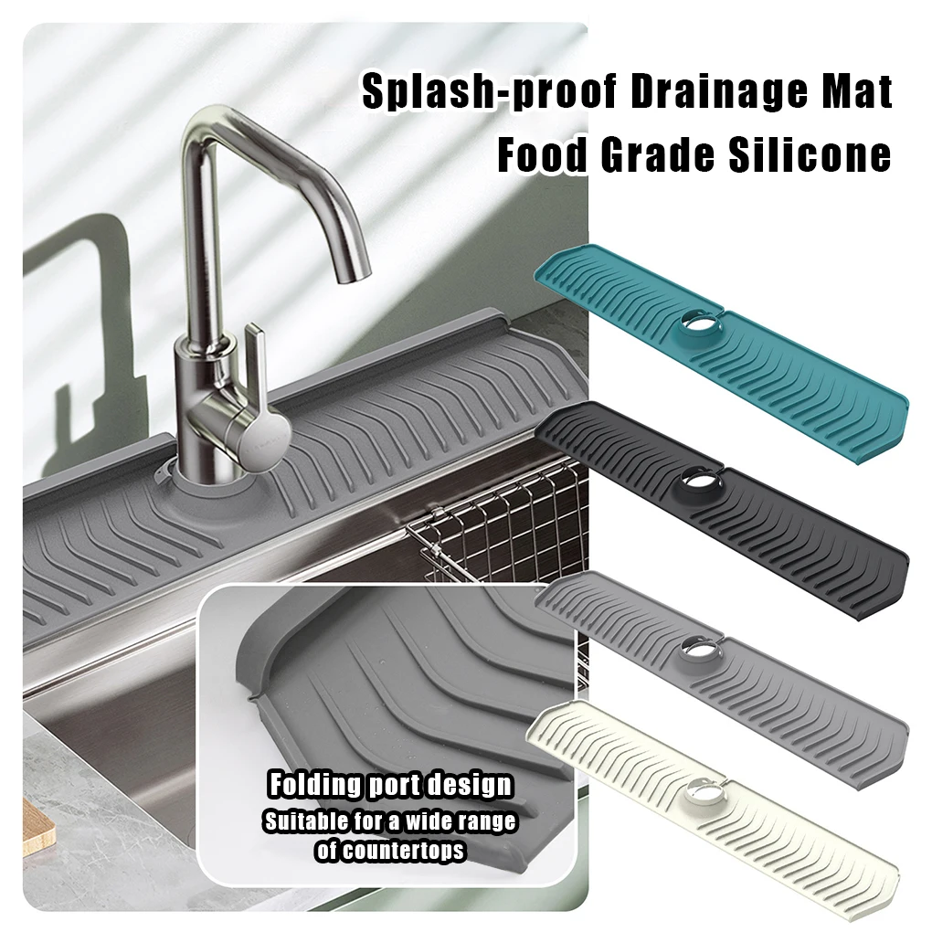 Mold Resistant Faucet Draining Mat Food Grade Materials Lightweight Wide Application Lightweight green black 76*14.5cm