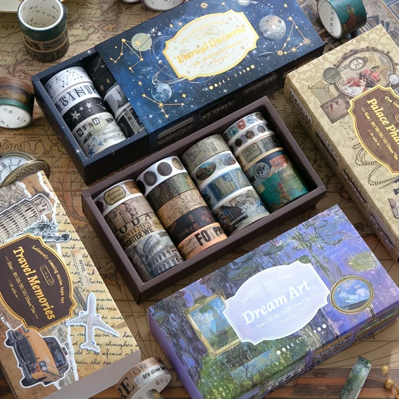 Retro Gothic Washi Tape Set 18 Rolls for Scrapbooking DIY Journal Decoration Stickers Collage Art Phone Case Notebook Craft