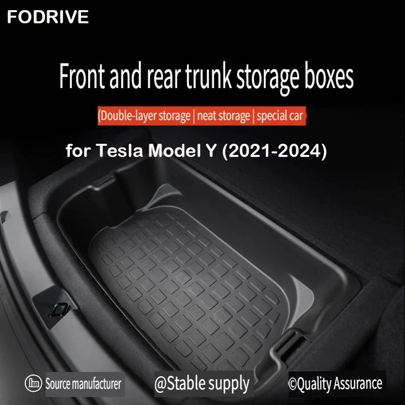 for Tesla Model Y (2021-2024) Front&Rear Trunk Storage Box Double-Deck Luggage Frunk Organizer Box Dustproof Cargo
