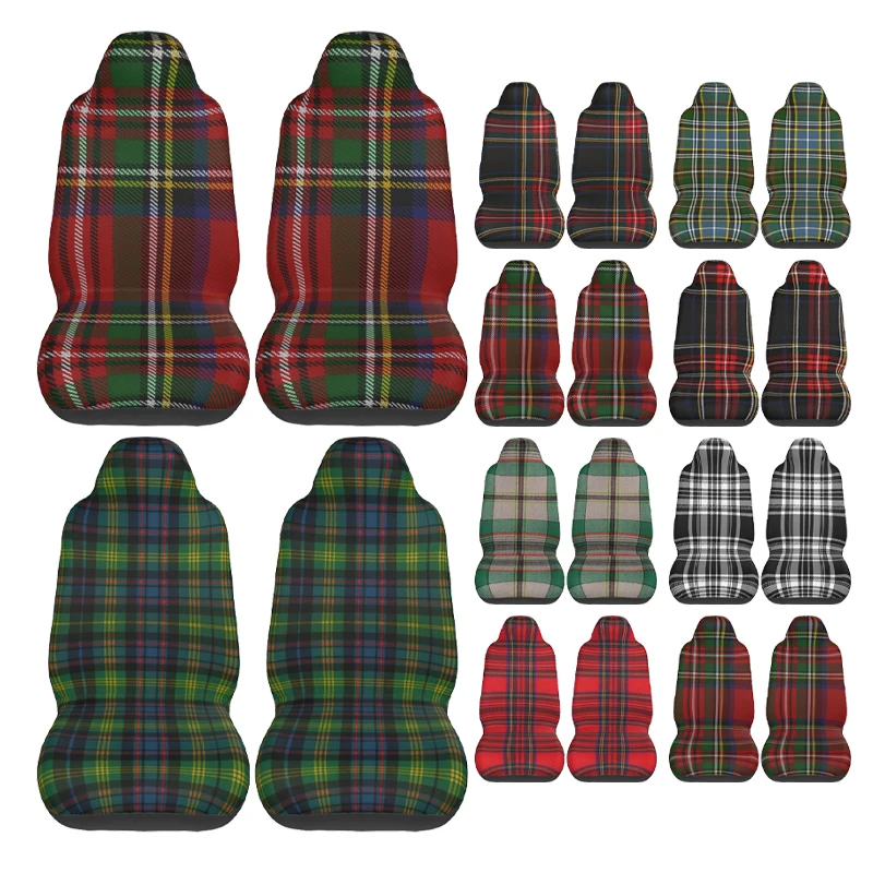 Classic Tartan Plaid Royal Stewart Scottish Car Seat Cover Custom Printing Universal Front Protector Accessories Cushion Set