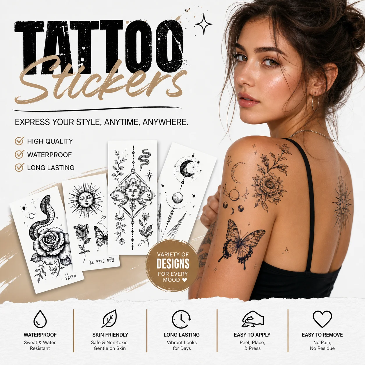Realistic Full Arm Temporary Tattoo Sleeve Waterproof Water Transfer Fake Tattoo Stickers for Men Long Lasting Biker Sleeve Body view 5