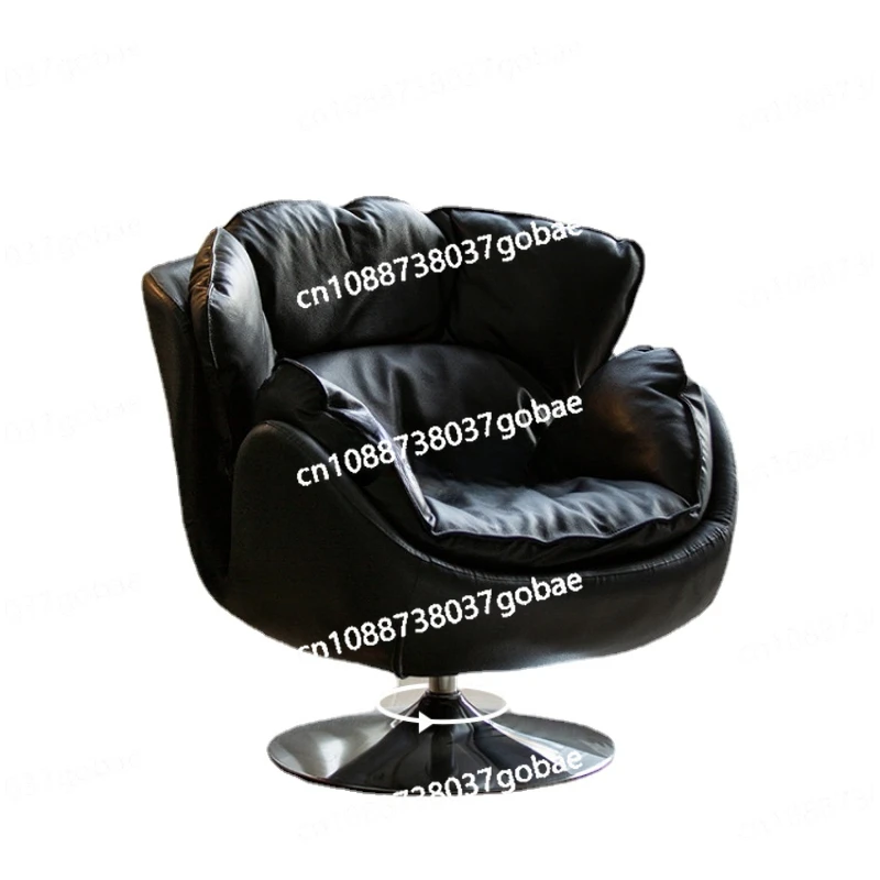 Leather Single-Seat Sofa Chair Bedroom Small Sofa Swivel Chair