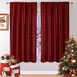 Buffalo Check Window Curtains Farmhouse Style Gingham Curtain Christmas Plaid Decor Adjustable Shades Rod Pocket Window Valances