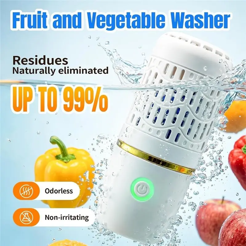 A84G-Wireless Capsule Fruit& Veggie Cleaner,With Titanium Electrolysis Purification-For Home Kitchen Produce Purifier