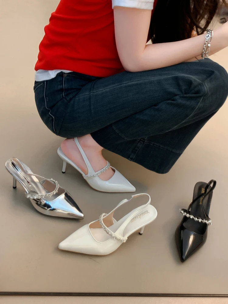 حذاء امرأة أفريقية بيج عالية الكعب أشار مضخات 2025 Slingback مثير الصنادل بورجوندي 12 سنتيمتر تو أحدث المفتوحة كروسدرسر كريستال