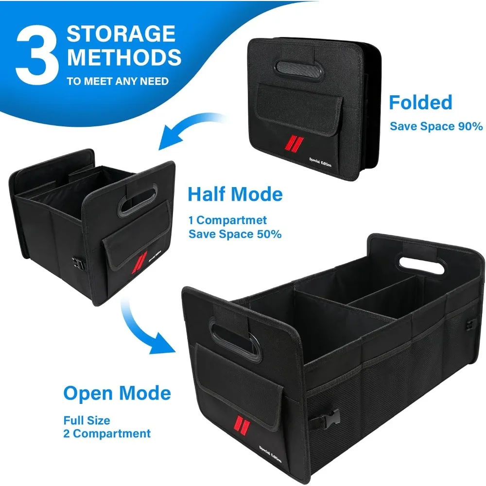 منظم صندوق السيارة لشاحن دودج دورانجو تشالنجر قابل للطي 2 صندوق تخزين السيارات مع مقبض غير قابل للانزلاق ب