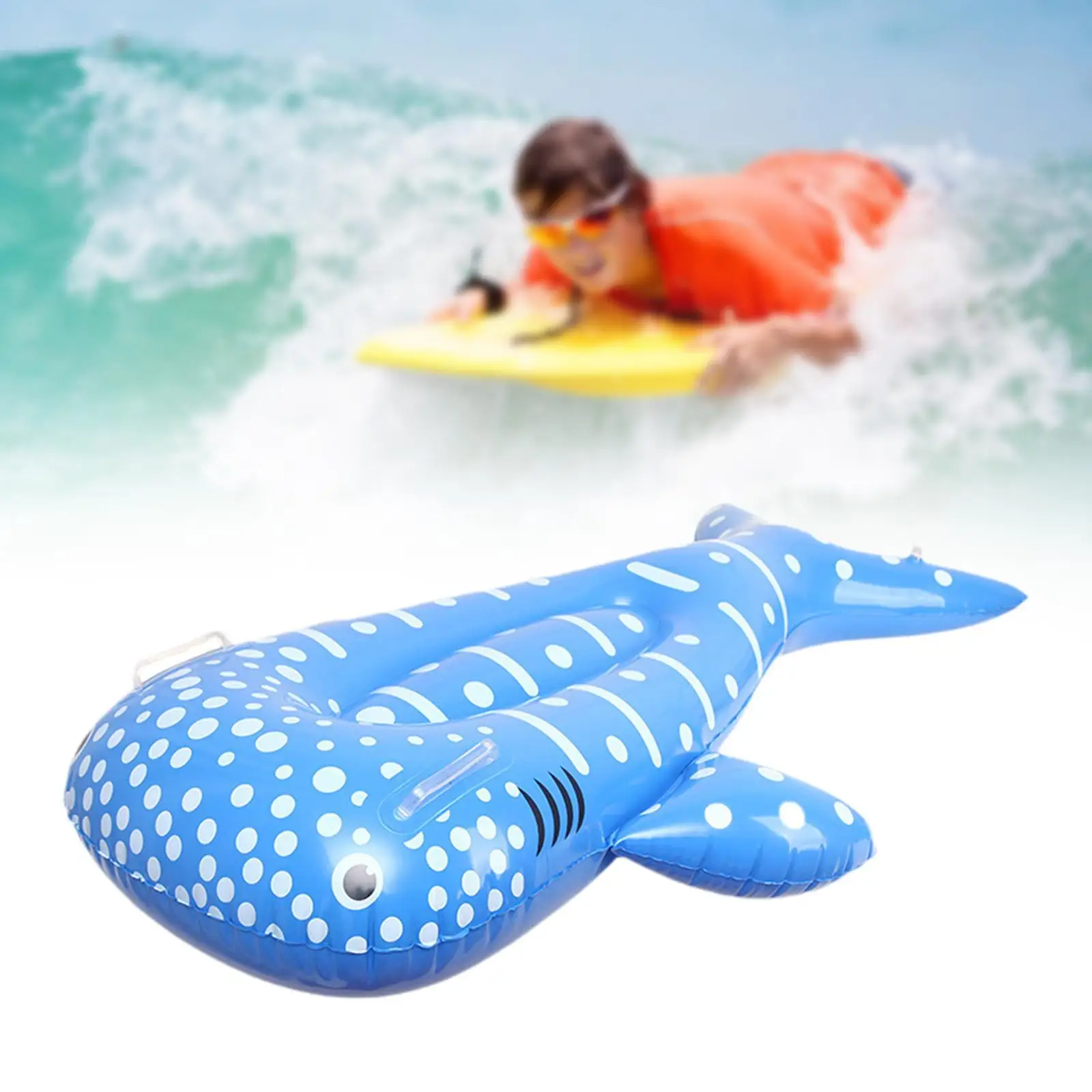 Diseño juguetón inflable de la decoración de la tabla de surf de la balsa de la piscina de la ballena de los niños