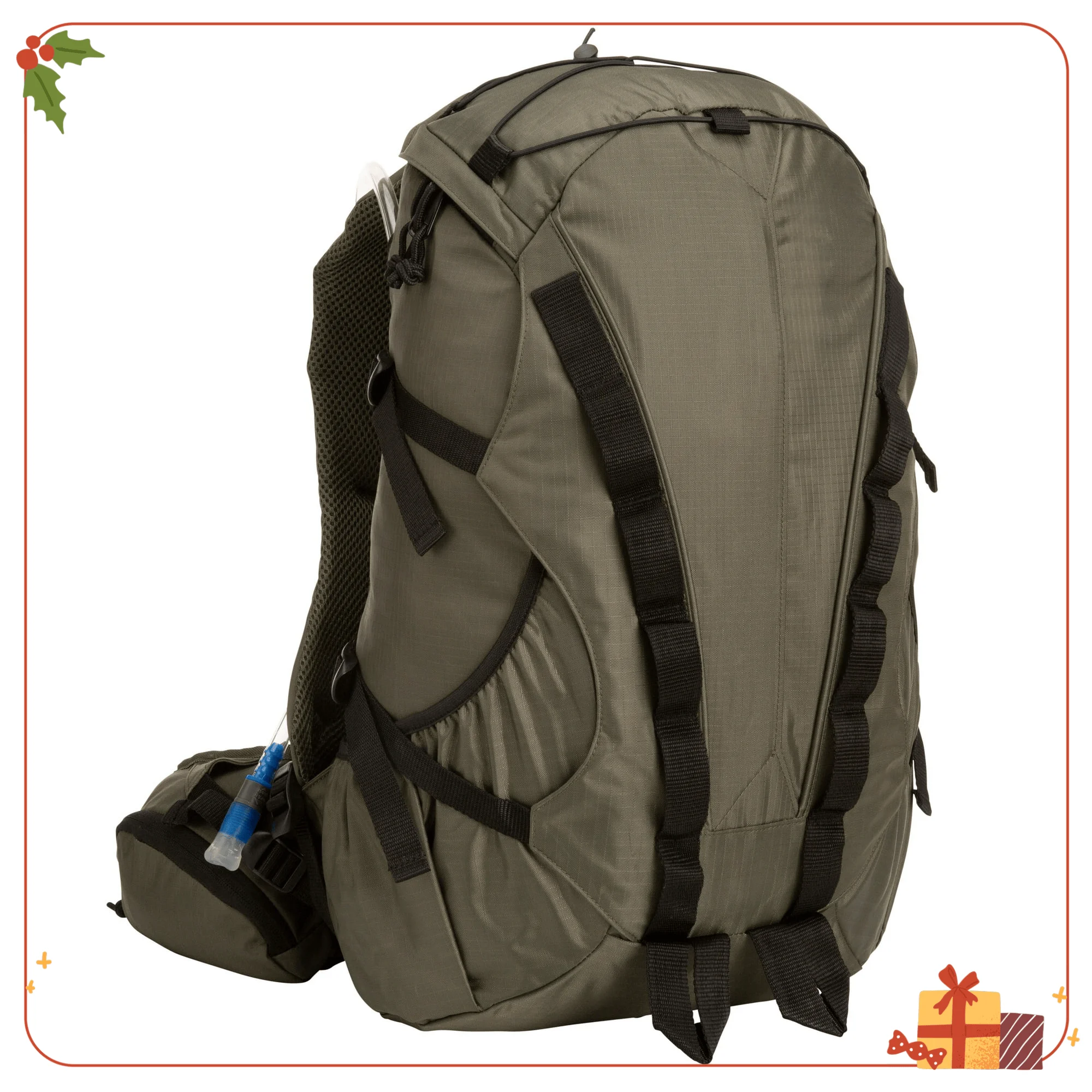 Mochila de hidratación verde de 28 litros con depósito de 3 litros, marco interno para senderismo, correr y deportes al aire libre, liviana