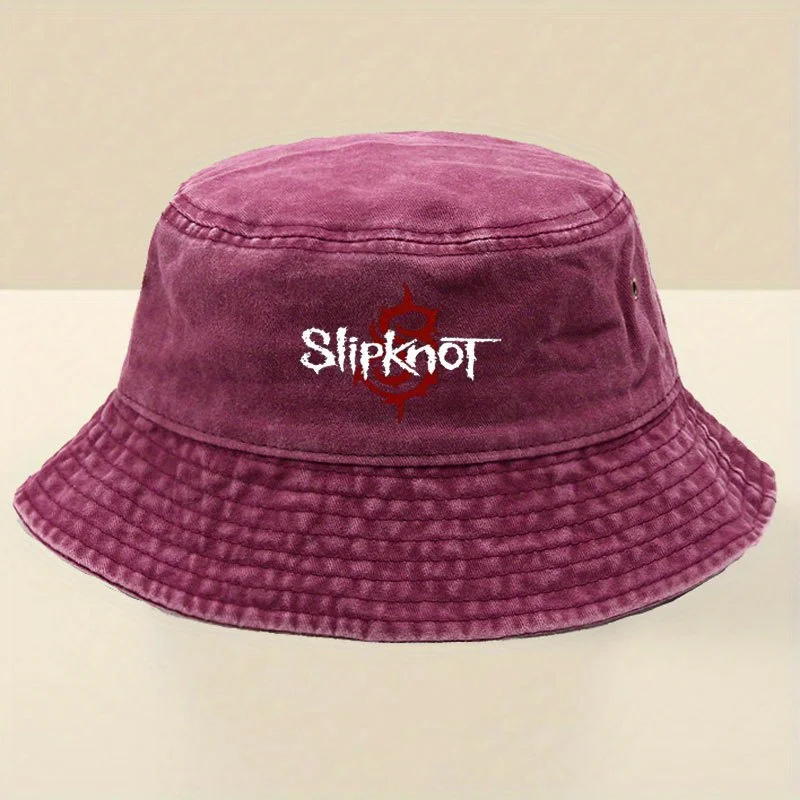 Men'S Vintage Slipknot Bucket Hat - Gray, Non-Stretch Viscose, Street Style, Ideal for Outdoor Activities, Cycling, Fishing & Da