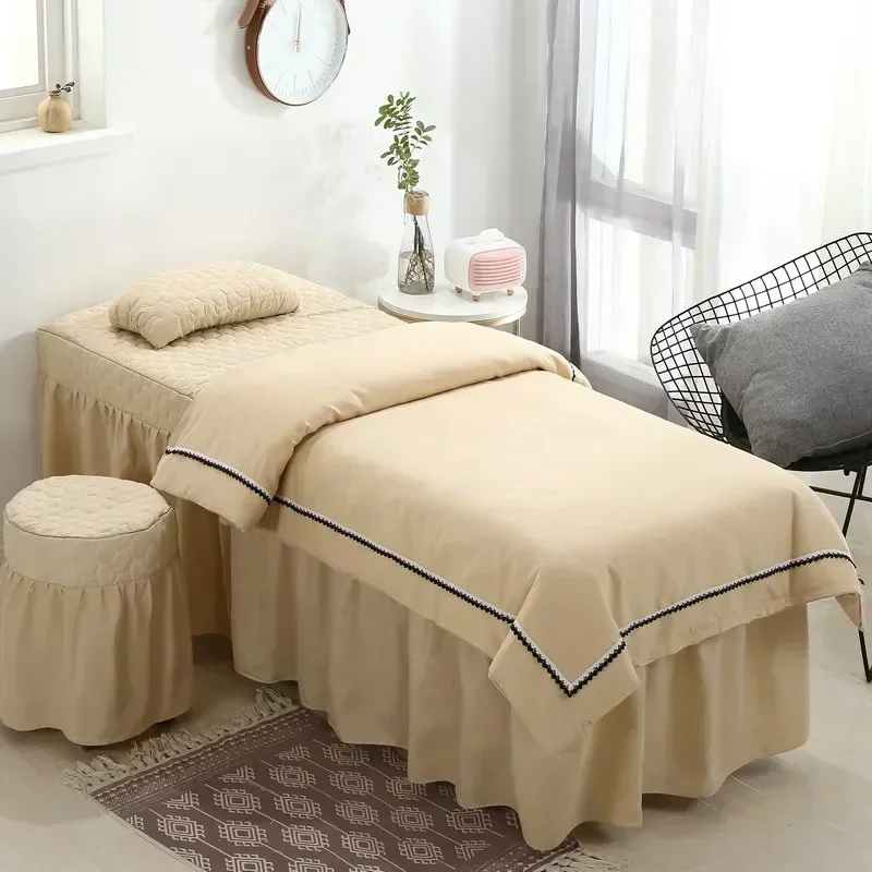 5pcs  Bedspreads Mattress Pad Bedsheets Nordic Bedding Adjustable Massage Tables Spa Beauty Salon Cover Quilted Skirts King Siz