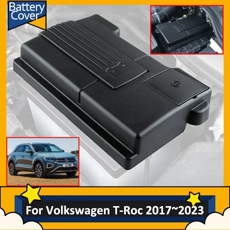 For Volkswagen VW T-Roc TRoc T Roc Accessories 2017~2023 Car Battery Cover Protective Flame Retardant Engine Box  2018 2019 2022