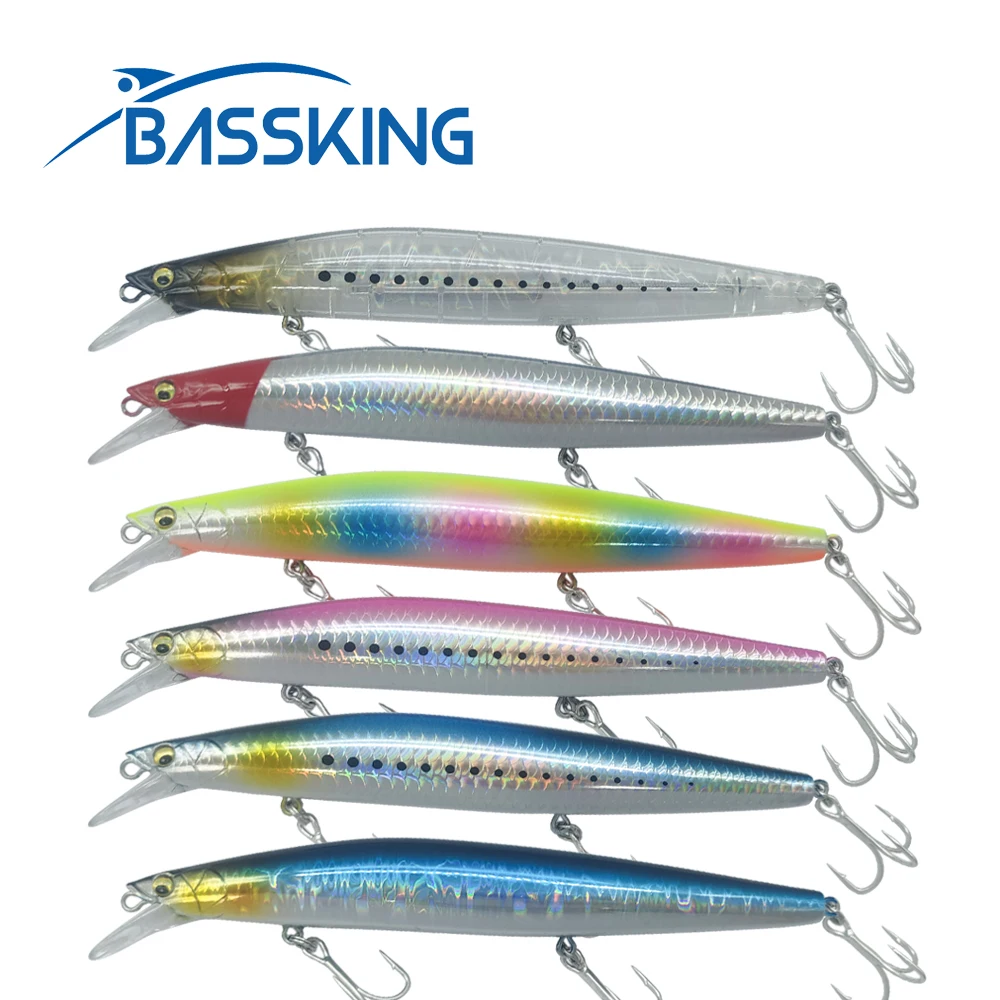 BASSKING Sinking Minnow Fishing Lure Saltwater Wobbler Long Casting 145mm 26g Sea Fishing Tackle Artificial Hard Bait Swimbait