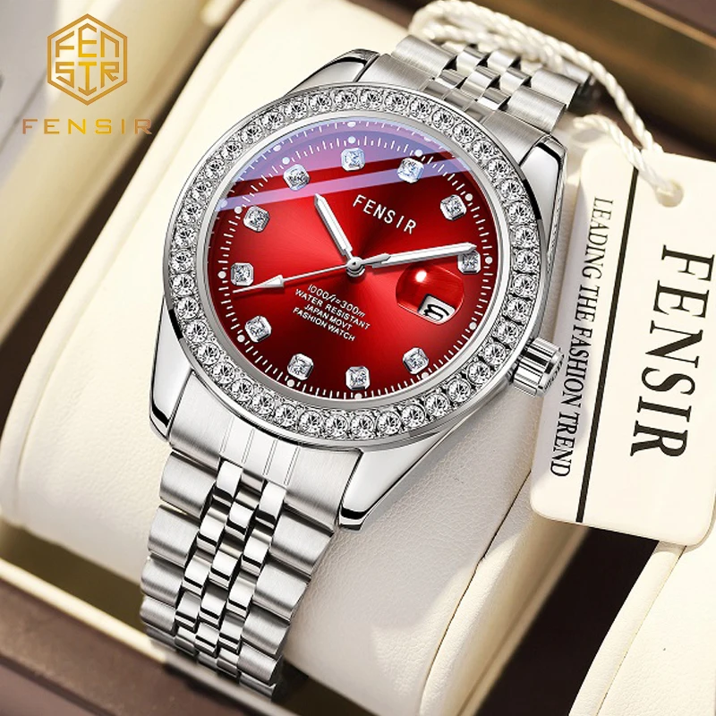 New Stylish Business Casual Versatile Personality Watch for Young Men, Trendy for Male Students, European and American Style, High Aesthetic Value, Diamond-Studded, Luminous, Waterproof, Calendar, Steel Band Men's Watch