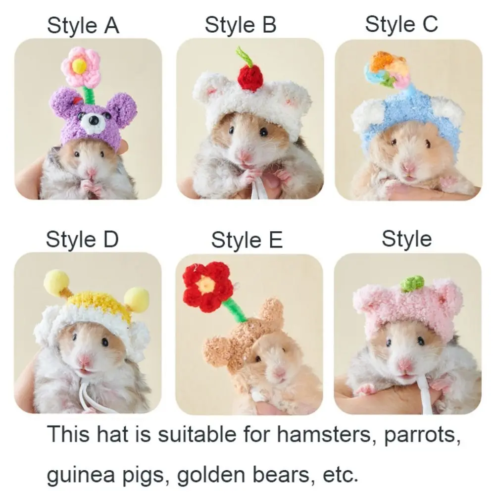 Chapeau de hamster en laine respirant et doux pour animaux de compagnie, mini chapeau décoratif mignon, crochet réglable avec tout, accessoires photo