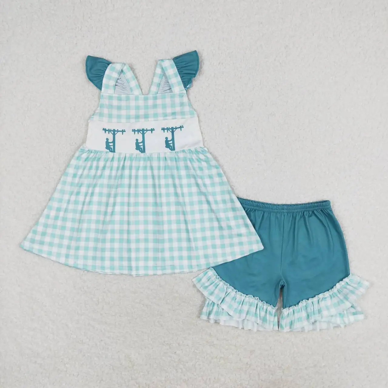 

GSSO0847 Toddler Girls Clothes Short Sleeve Top With Shorts Set Kids Girls Summer Outfits
