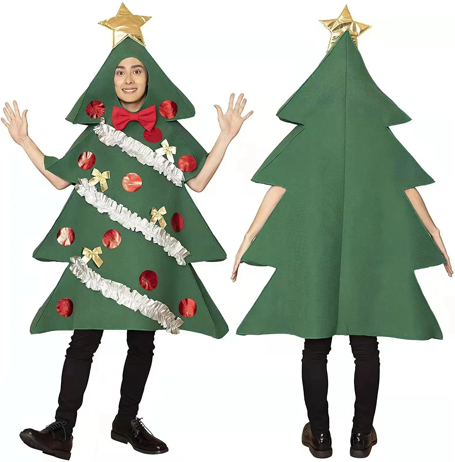 ザワランド-大人のためのクリスマスツリーの形のコスチューム、ステージパフォーマンスの服、豪華な衣装、クリスマスギフト、靴のカバー、男性と女性
